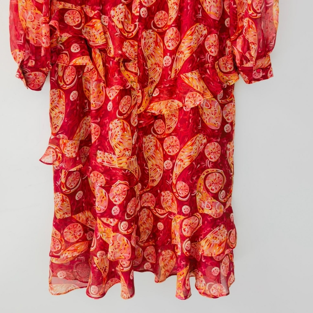 Saloni Isa Silk Georgette Tiered Ruffle Midi Dress - Picture 13 of 16